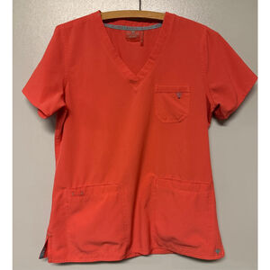 Med couture Coral Colored Scrub Top Size Small nursing healthcare